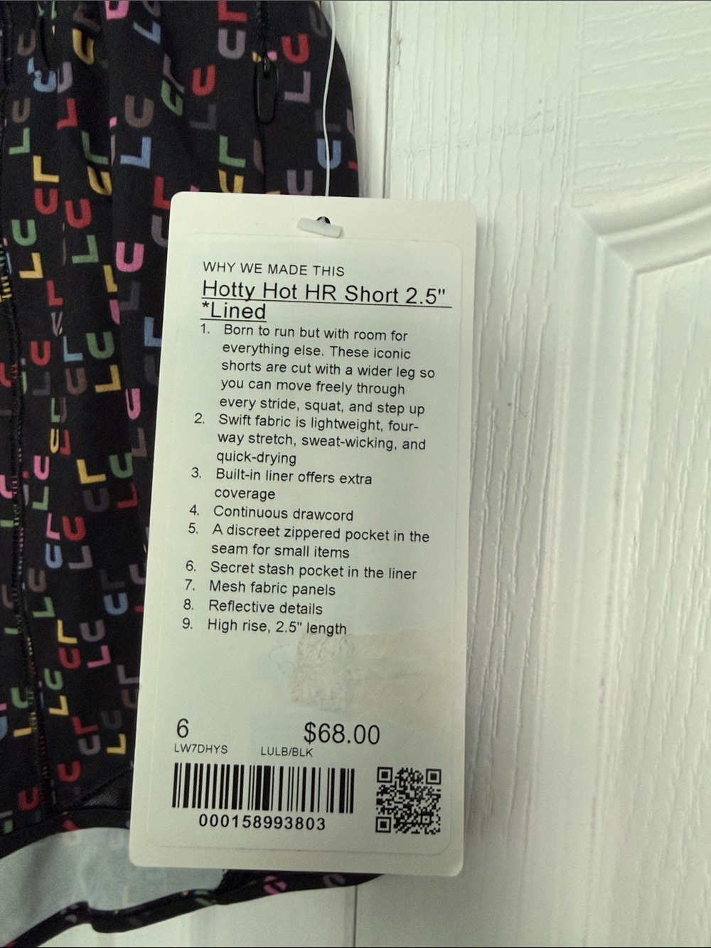 lululemon athletica Hotty Hot HR Short 2.5” Lined in the Multi Color Logo & BLK - Picture 3 of 10